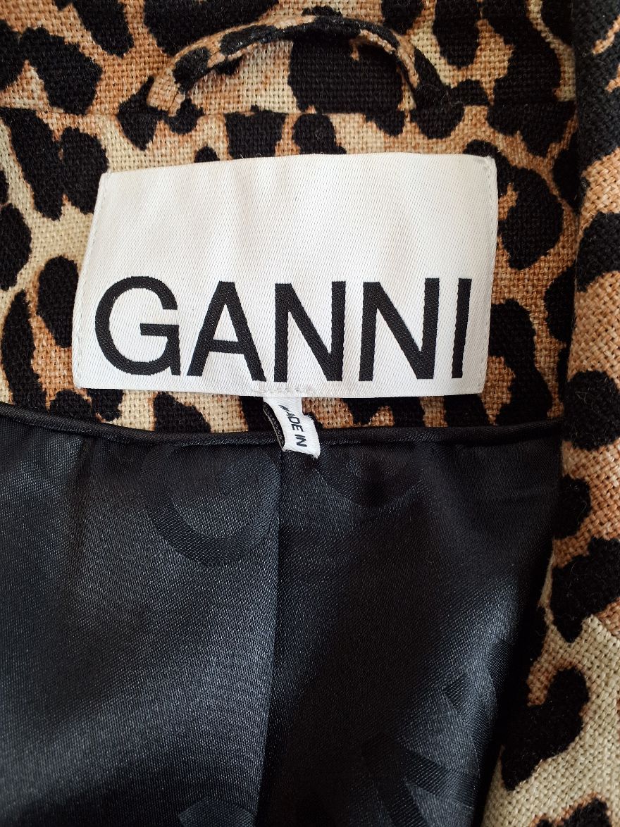 Ganni Linen Canvas Keopard Frakke